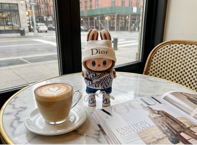 Blue Fashion Outfit for labubu Baby Clothes First, Second, Third Generation17cm Macaron Pendant