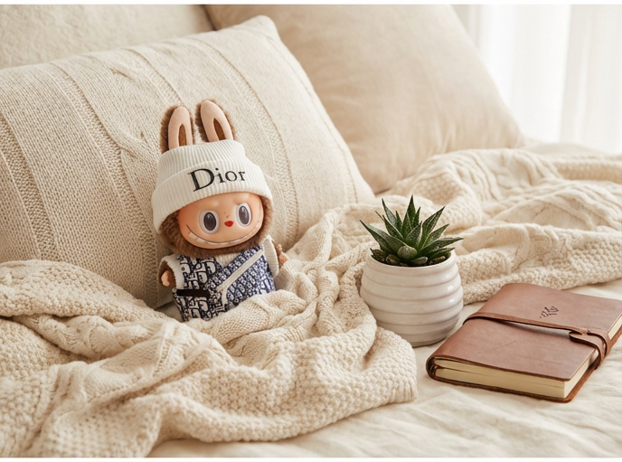 Blue Fashion Outfit for labubu Baby Clothes First, Second, Third Generation17cm Macaron Pendant