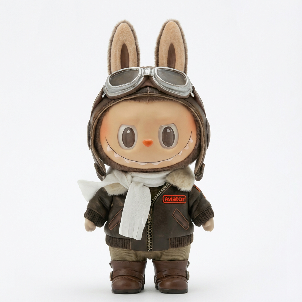 Vintage Aviator Pilot Set（5pc) for Labubu 17cm Plush Keychain Outfit-Exquisite Apparel