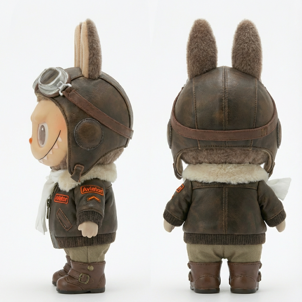 Vintage Aviator Pilot Set（5pc) for Labubu 17cm Plush Keychain Outfit-Exquisite Apparel