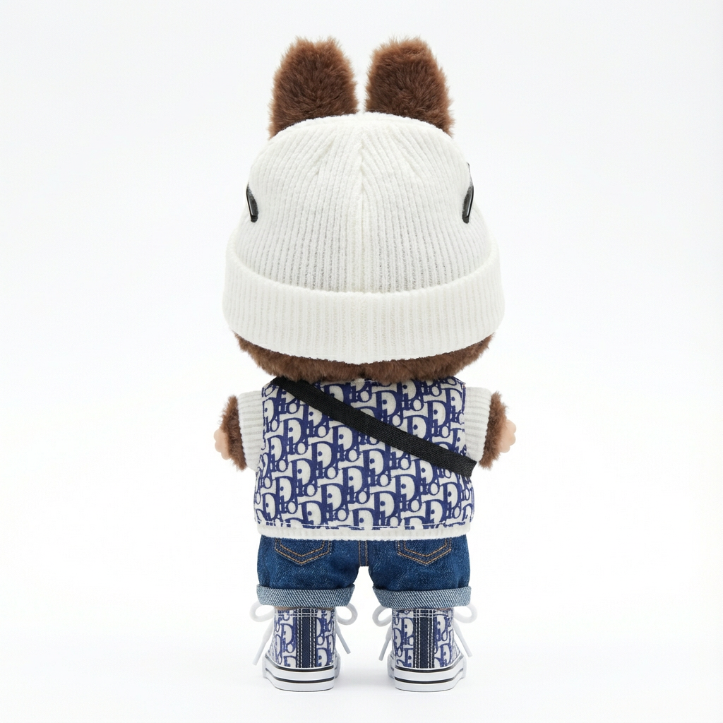 Blue Fashion Outfit for labubu Baby Clothes First, Second, Third Generation17cm Macaron Pendant