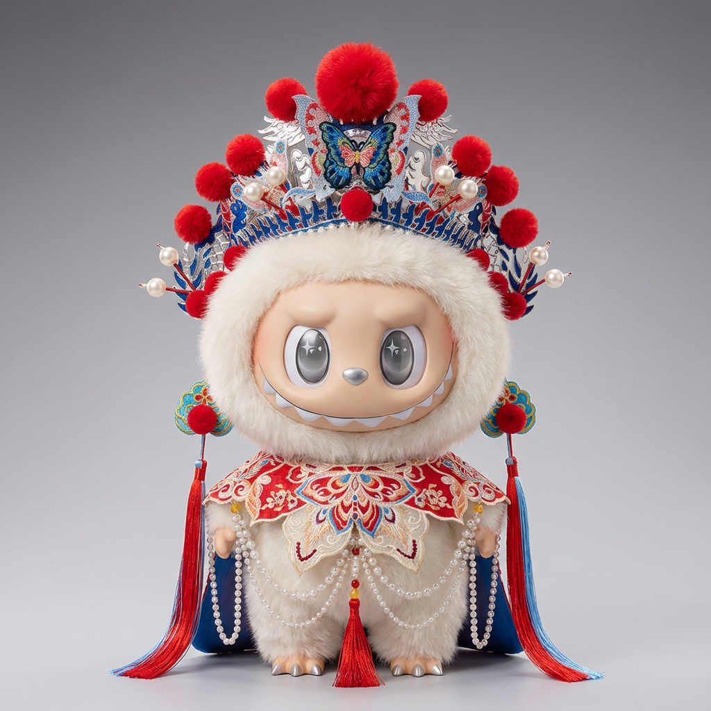 For 58cm Labubu Clothes Zimomo Big Leader Big Angel- Chinese Opera Costume Theme, Original Embroidery Design, Eco-Friendly Material, Cost-Effective Doll Outfit