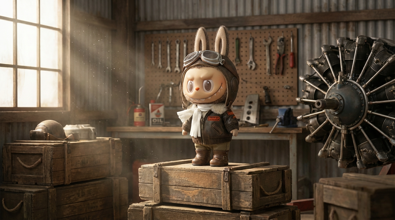 Vintage Aviator Pilot Set（5pc) for Labubu 17cm Plush Keychain Outfit-Exquisite Apparel