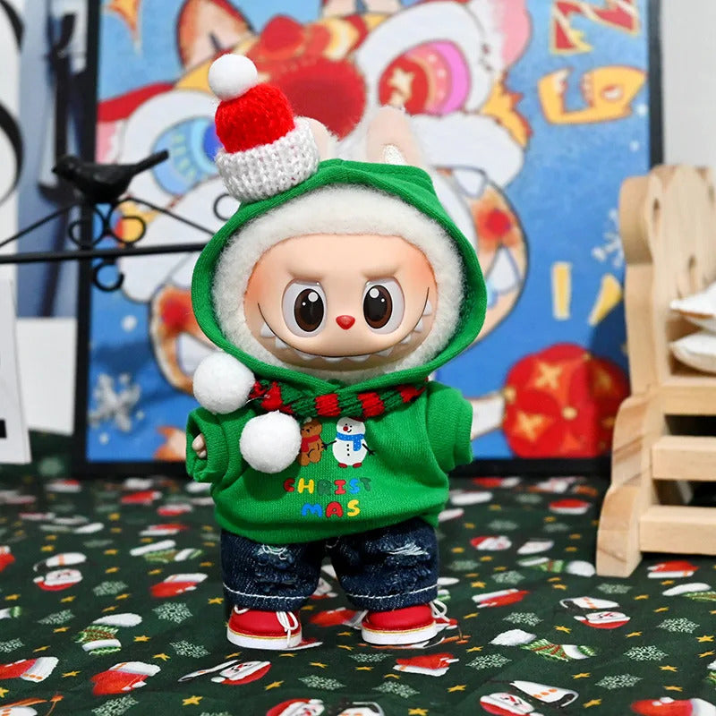 Christmas Santa Outfit for Pop Mart The Monsters | Festive Holiday Doll Clothes Set for Labubu | Eco-Friendly Winter Gift