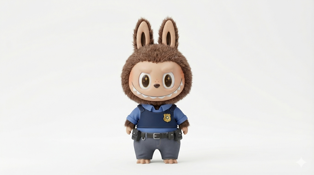 Z-City Police & Fox Casual Outfit for Pop Mart The Monsters | Movie Inspired Doll Clothes for Labubu | Eco-Friendly Original Design (Doll Not Included)