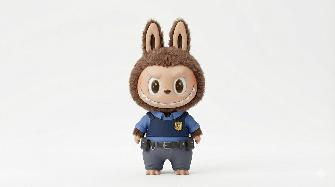 Z-City Police & Fox Casual Outfit for Pop Mart The Monsters | Movie Inspired Doll Clothes for Labubu | Eco-Friendly Original Design (Doll Not Included)