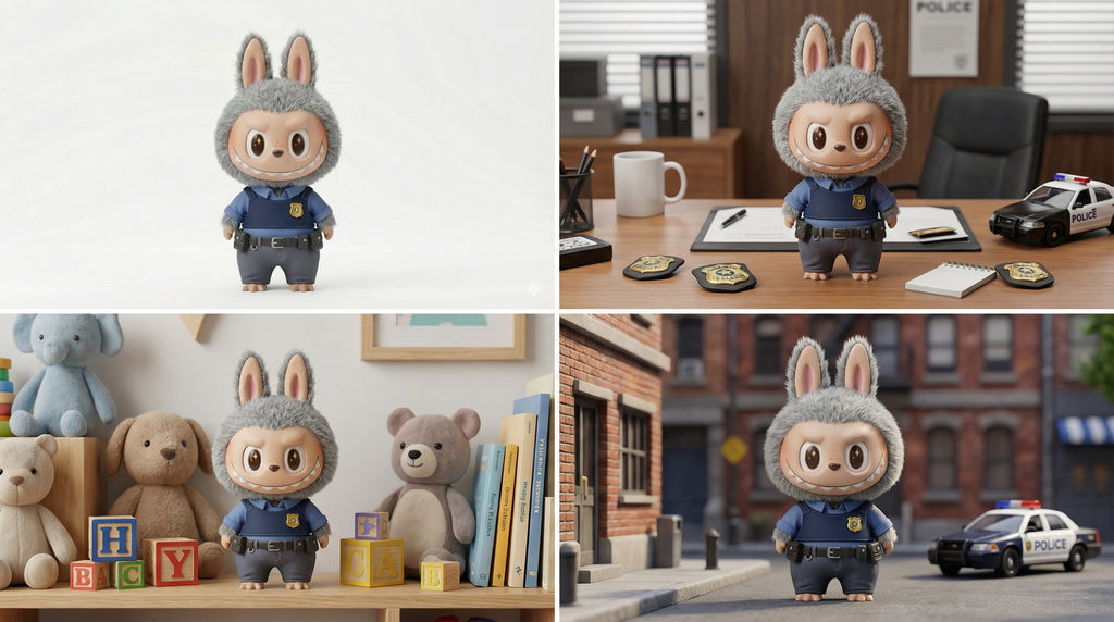 Z-City Police & Fox Casual Outfit for Pop Mart The Monsters | Movie Inspired Doll Clothes for Labubu | Eco-Friendly Original Design (Doll Not Included)