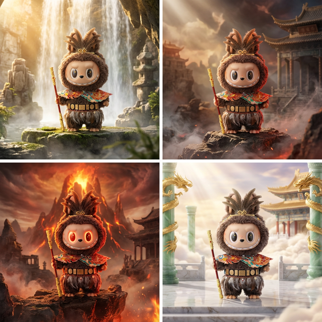 For 58cm Labubu Clothes Zimomo Big Leader Big Angel, Monkey King Sun Wukong Armor Outfit for Large The Monsters Figures | Mythical Hero Costume for Big Labubu | Original Design (Doll Not Included)