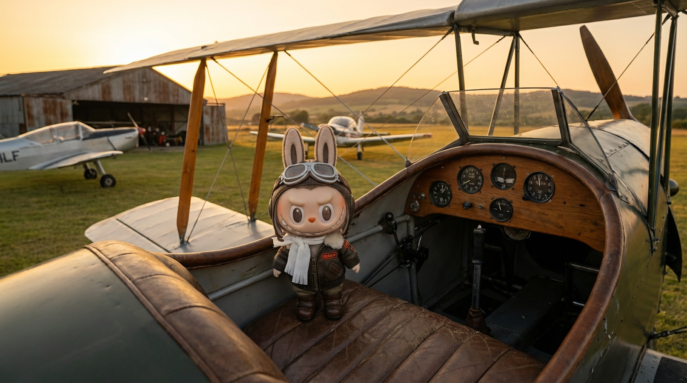 Vintage Aviator Pilot Set（5pc) for Labubu 17cm Plush Keychain Outfit-Exquisite Apparel