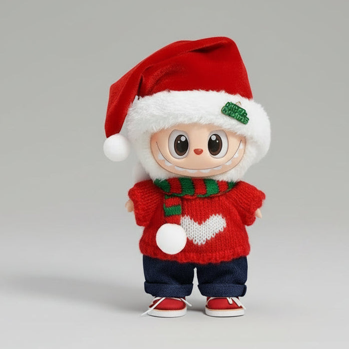 Christmas Santa Outfit for Pop Mart The Monsters | Festive Holiday Doll Clothes Set for Labubu | Eco-Friendly Winter Gift