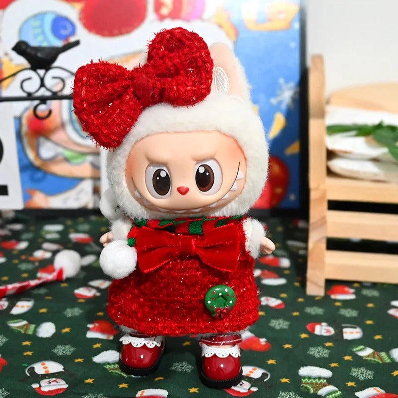 Christmas Santa Outfit for Pop Mart The Monsters | Festive Holiday Doll Clothes Set for Labubu | Eco-Friendly Winter Gift