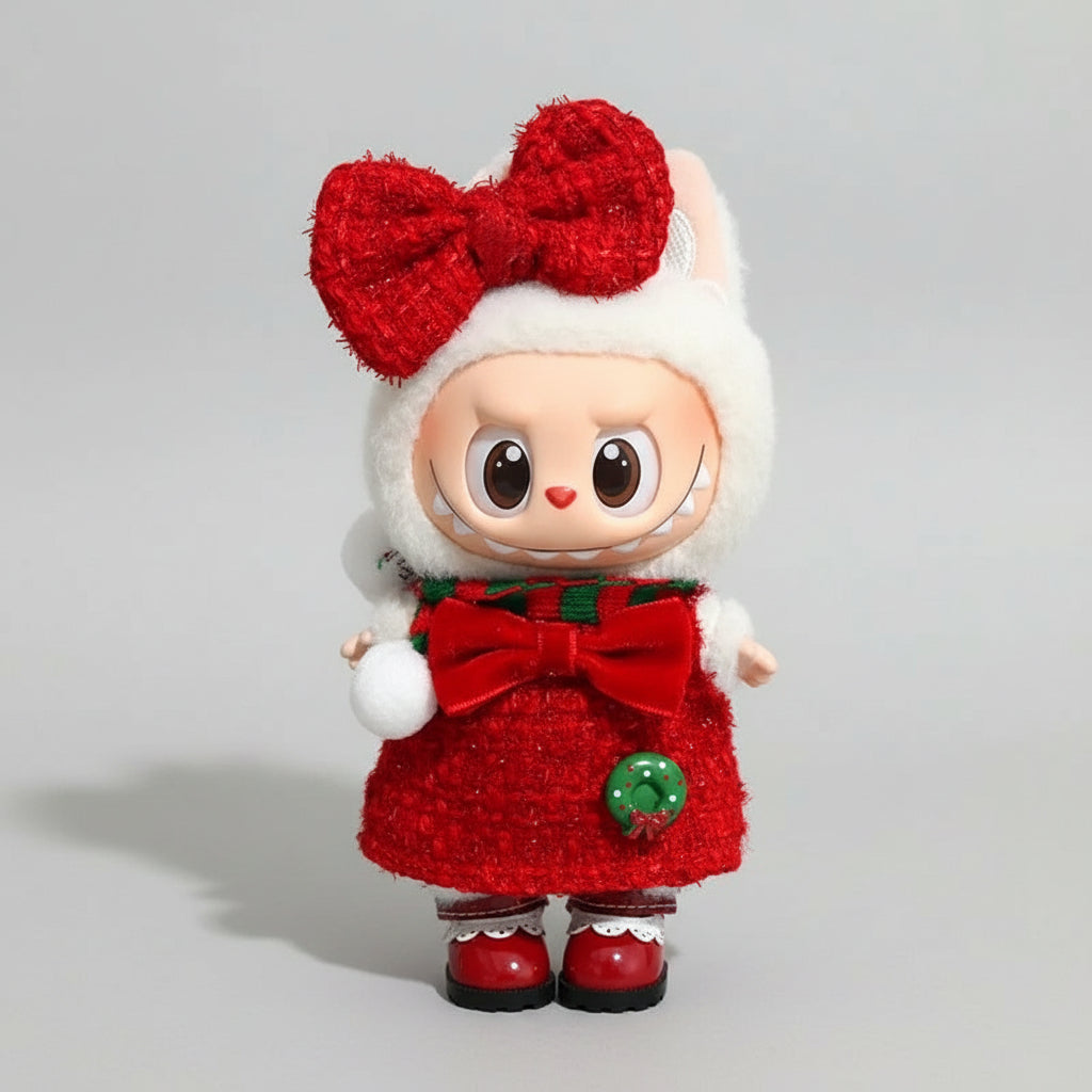 Christmas Santa Outfit for Pop Mart The Monsters | Festive Holiday Doll Clothes Set for Labubu | Eco-Friendly Winter Gift