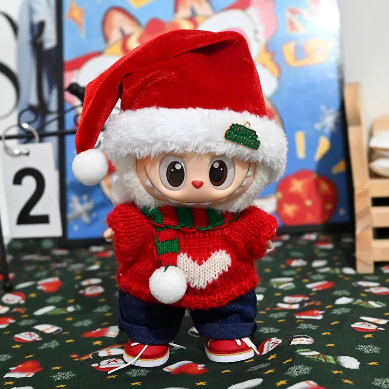 Christmas Santa Outfit for Pop Mart The Monsters | Festive Holiday Doll Clothes Set for Labubu | Eco-Friendly Winter Gift