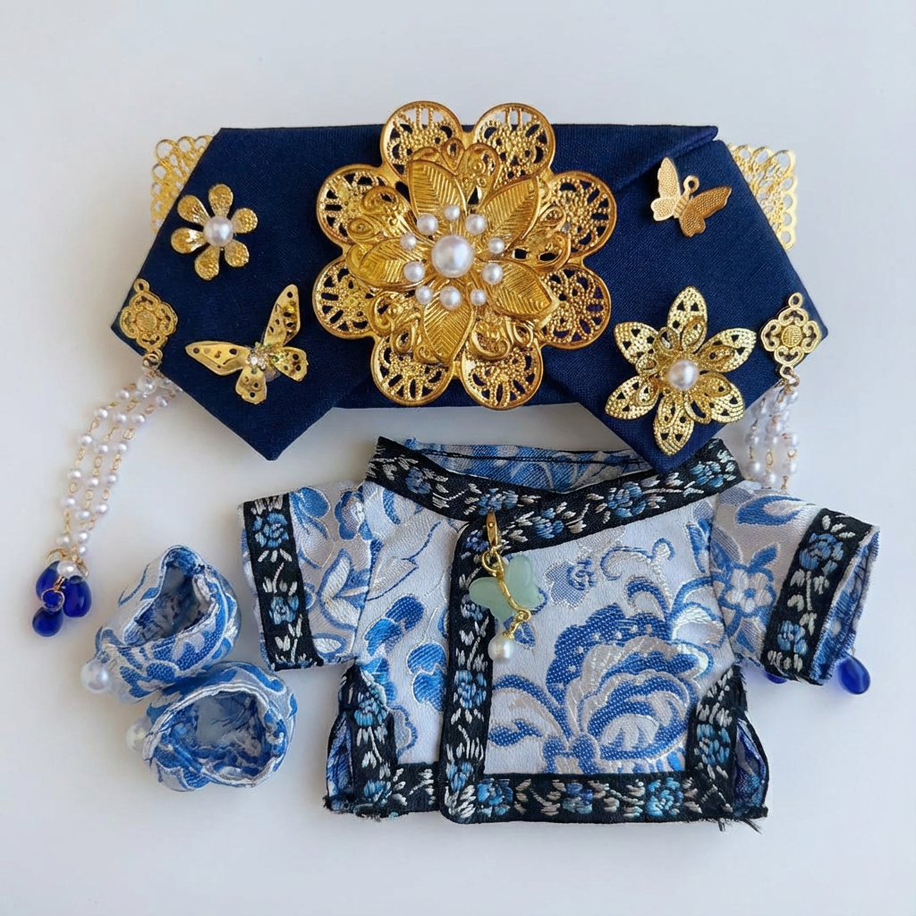 【3pcs】Traditional Chinese Opera Costume for The Monsters | Exquisite Oriental Outfit for Labubu Doll | Handmade Eco-Friendly Design (Clothes Only)